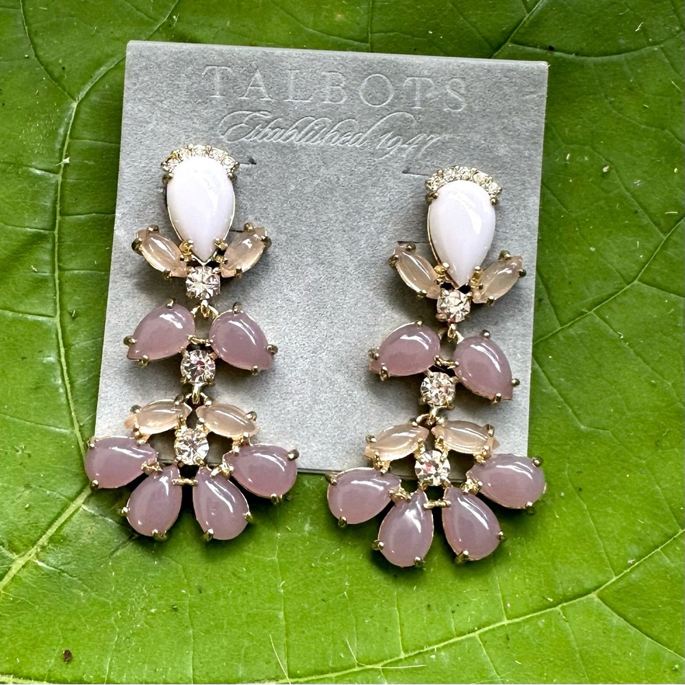 Talbots Gold Tone Faux Gemstone Drop Earrings NWT